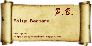 Pólya Barbara névjegykártya